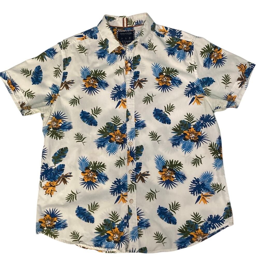 Denim & Flower Ricky Singh Men’s Slim Fit Tropical Floral Button Down Shirt